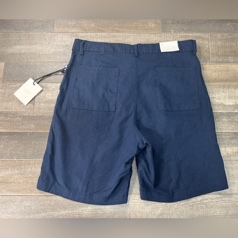 Onia Stretch Linen Traveler Navy Shorts - Picture 2 of 9